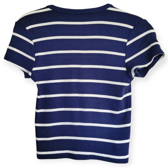 Anthropologie Maeve navy white Blair Baby Tee Size S - Picture 4 of 10